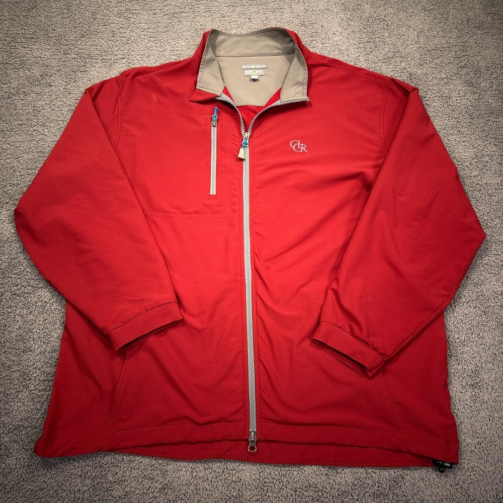 Peter Millar Element 4 Wind‎ Jacket Mens Extra Large Red Full Zip Softshell Golf